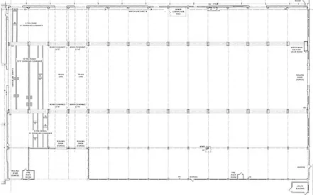 As-built CAD floor plan of a warehouse drawn from laser scan data
